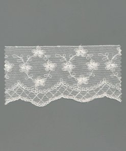 Ivory Cotton Tulle Trim, with Rayon embroidered – 9cm × 4.6m