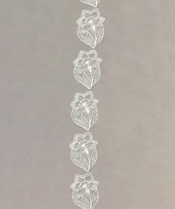 Weiße Poly-Organdy-Borte, mit Viskose bestickt – 3,8cm