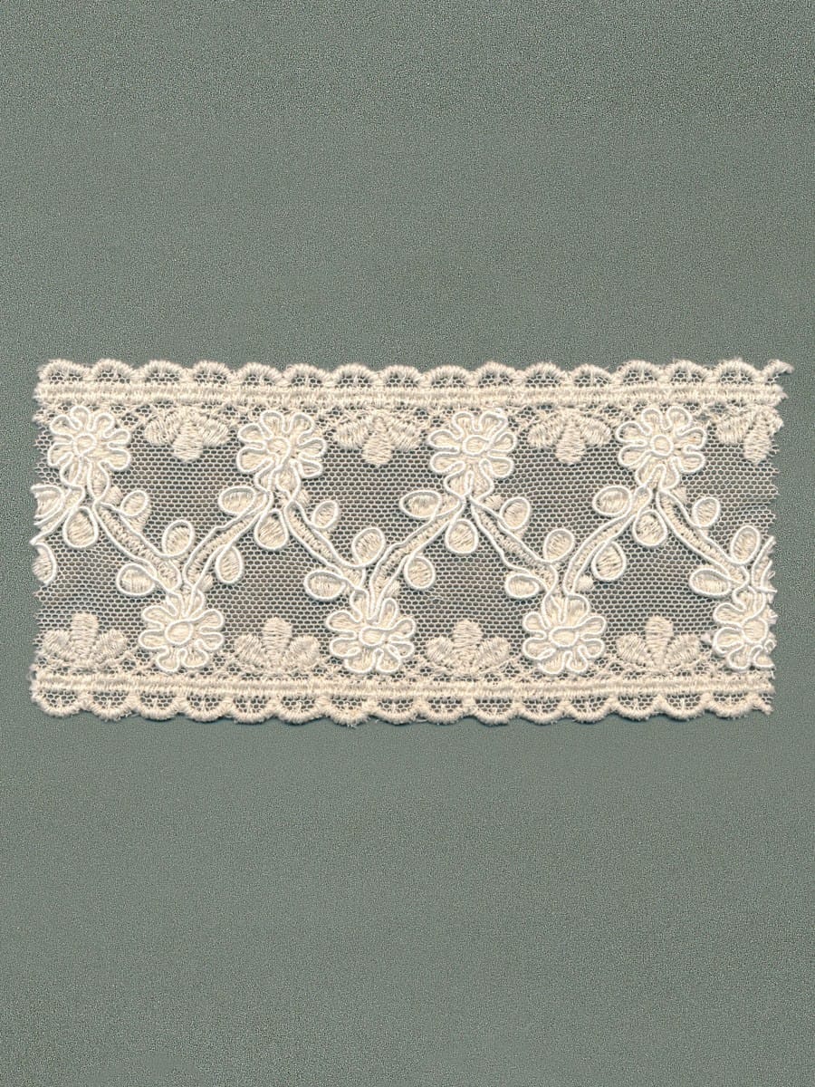 Ecru/Ecru Tulle Lace Insert *Corded – 7cm × 2.3m