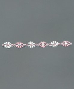 White/Rose Poly-Organdy Trim with Rayon embroidered – 1.5cm × 4.5m