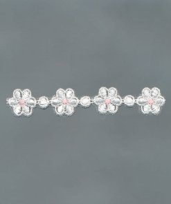 White/Blue & White/Rose Poly-Organdy Lace Trim – 1.5cm × 13.5m