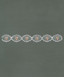 Weiß/Pfirsich/Grün Poly-Organdy-Spitzenborte – 1,8cm