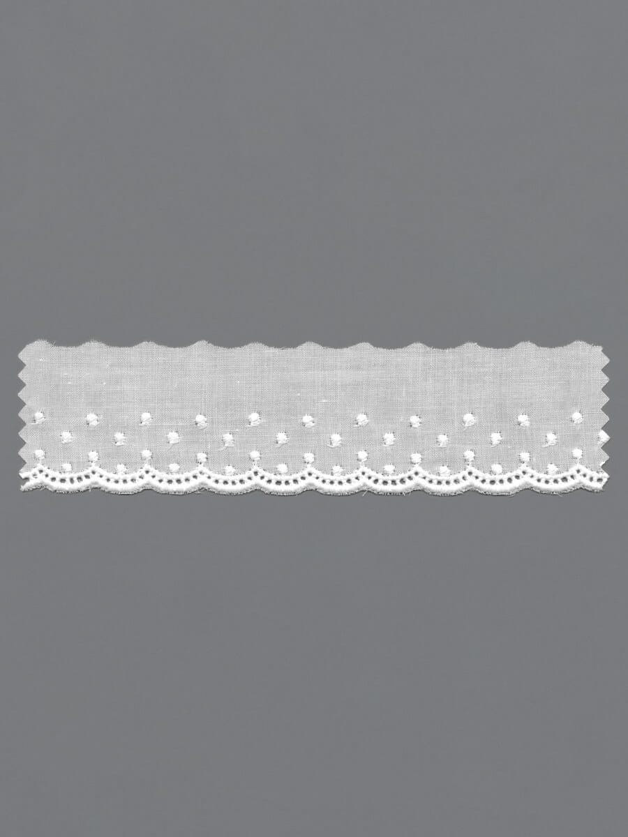 Weiße Baumwoll-Lochstickerei-Spitzenkante – 3,5cm (0153225/0002)
