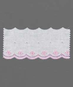 White/Rose Cotton Eyelet Lace Edging – 7cm × 9.2m