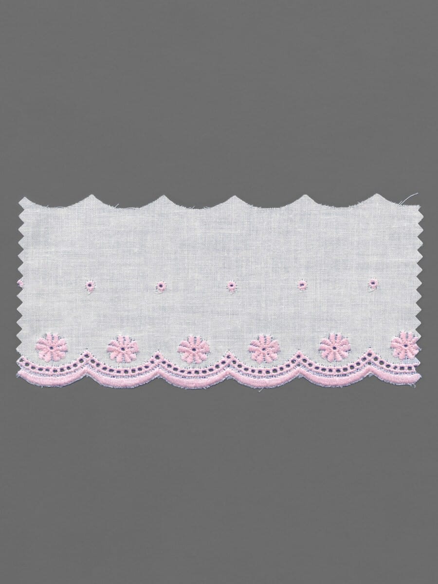 White/Rose Cotton Eyelet Lace Edging – 7cm × 9.2m