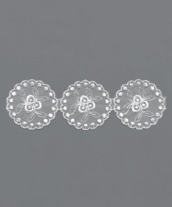 Weiße Poly-Organdy-Borte, viskosebestickt – 5cm