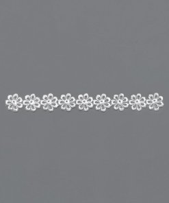 Weiße Poly-Organza-Borte mit Viskose-Stickerei – 1,8cm