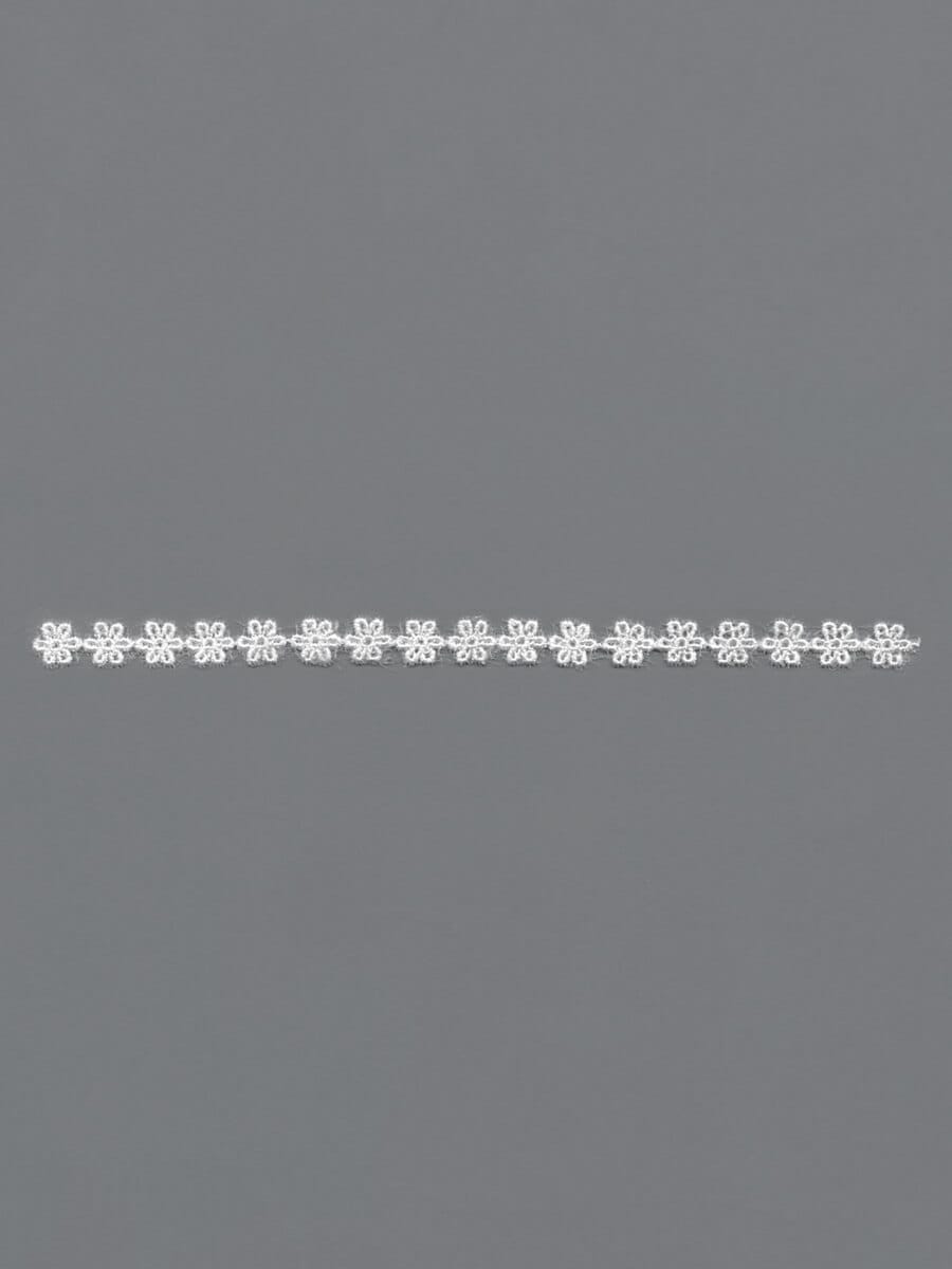 Weisse Organdy-Spitzenborte mit Viskosestickerei - 1cm x 13.5m