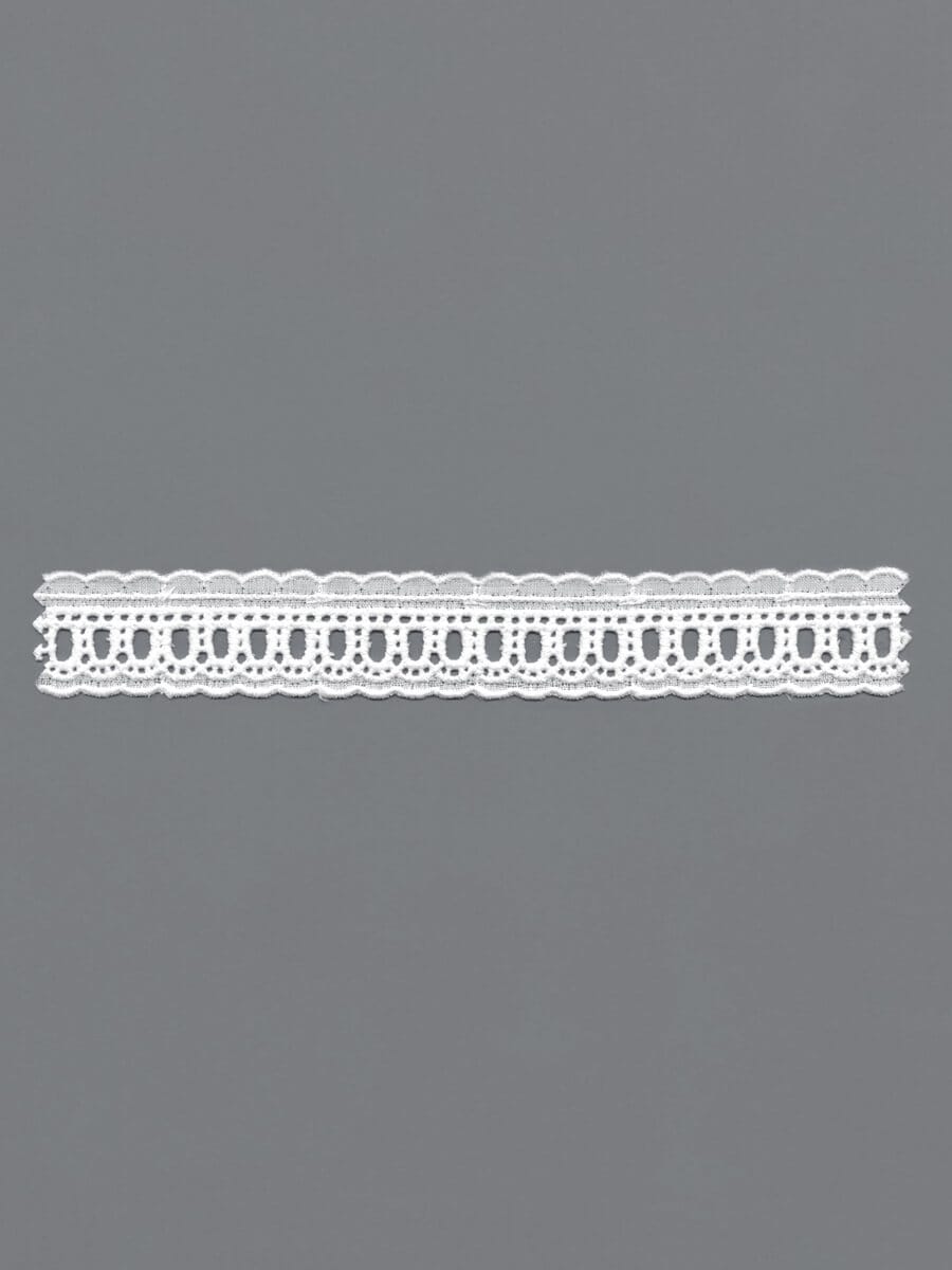 Weiße Baumwoll-Lochstickerei-Spitze – 2cm