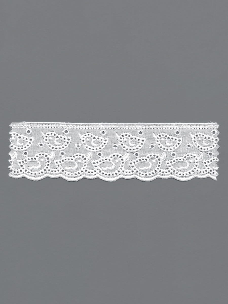 Weiße Baumwoll-Lochspitzenborte – 4,5cm