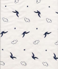 White & White/Navy Eyelet Lace full width fabric, with Rayon embroidered – 150cm × 2.3m