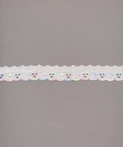 White/Multicolour Cotton Eyelet Trim with Rayon embroidered – 2.5cm × 13.8m