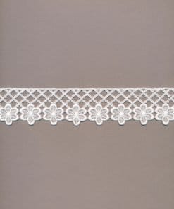 White Cotton Guipure Geometric Trim with Flowers – 1.3cm × 4.5m