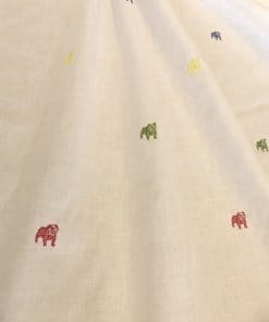 Weiß/Rot/Grün Baumwoll-Lochspitze mit Viskose-Stickerei – 130cm